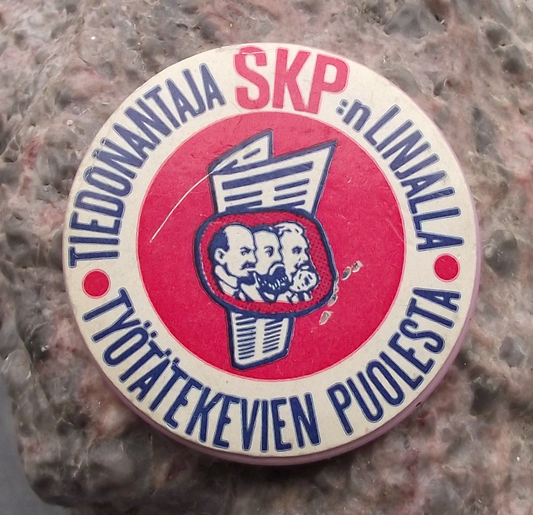 Vintage Communist Party of Finland SKP Tiedonantaja Newspaper Pin Badge