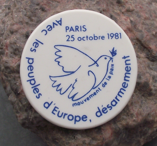 1981 Peace Movement Paris Disarmament Desarmement Dove Pin Badge