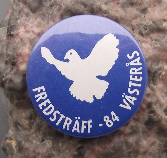 1984 Peace Movement March Västerås Sweden White Dove Pin Badge