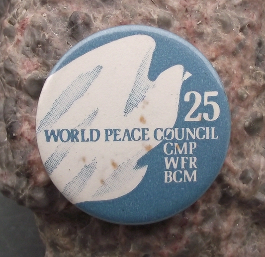 1974 World Peace Council CMP WFR BCM 25th Anniversary Dove Pin Badge