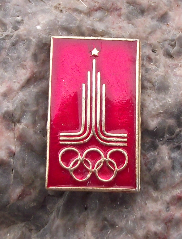 1980 Moscow Olympic Games Tower Official Logo Red Pin Badge