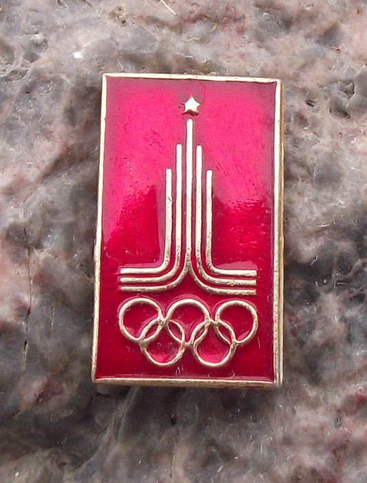 1980 Moscow Olympic Games Tower Official Logo Red Pin Badge
