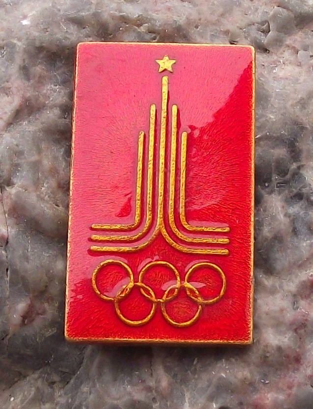 1980 Moscow Olympic Games Official Russian Tower Logo Pin Badge
