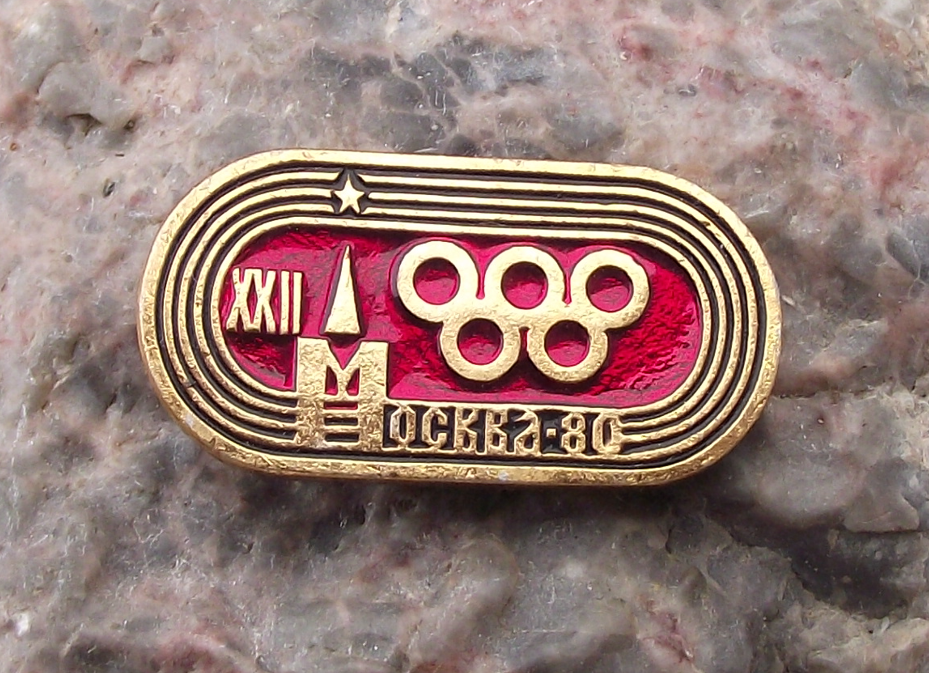 1980 Moscow Olympic Games Rings Athletics Track Circuit Logo Pin Badge
