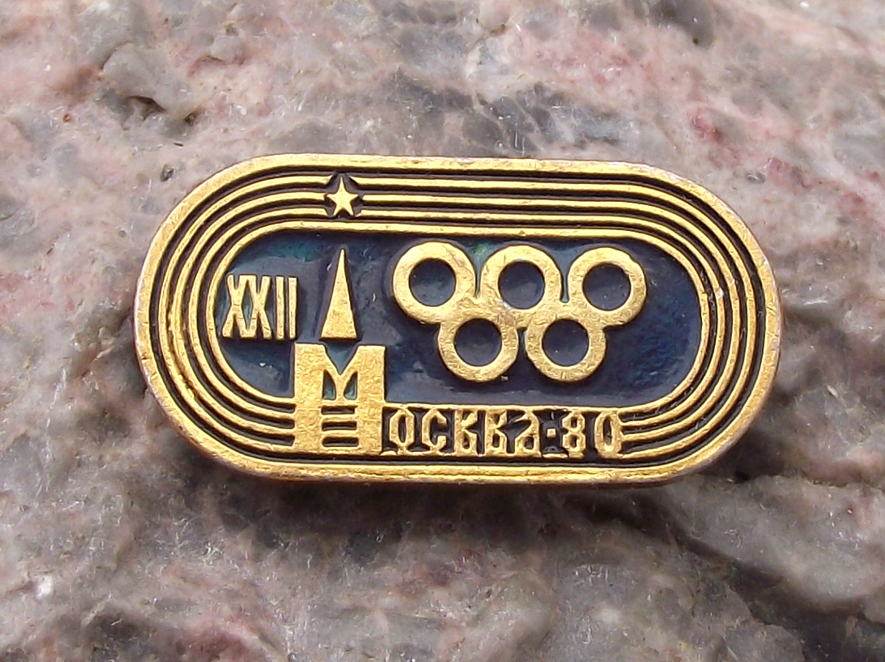 1980 Moscow Olympic Games Rings Athletics Track Circuit Logo Pin Badge