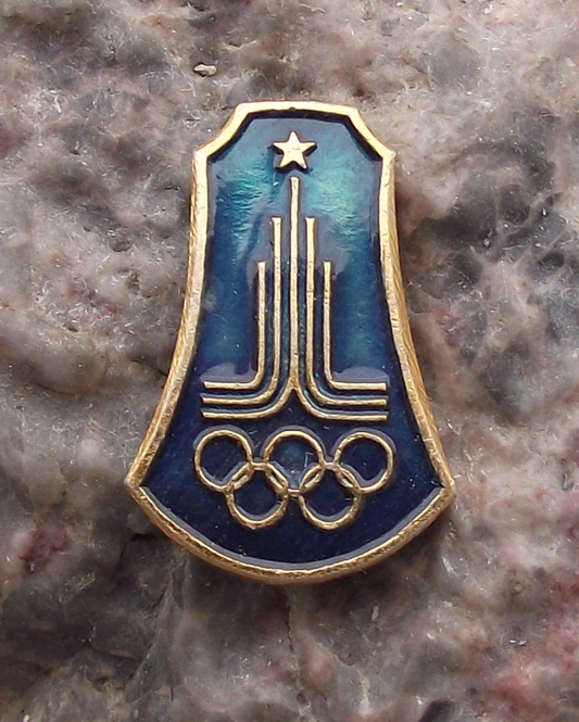 1980 Moscow Olympic Games Official Russian Tower Logo Shaped Pin Badge