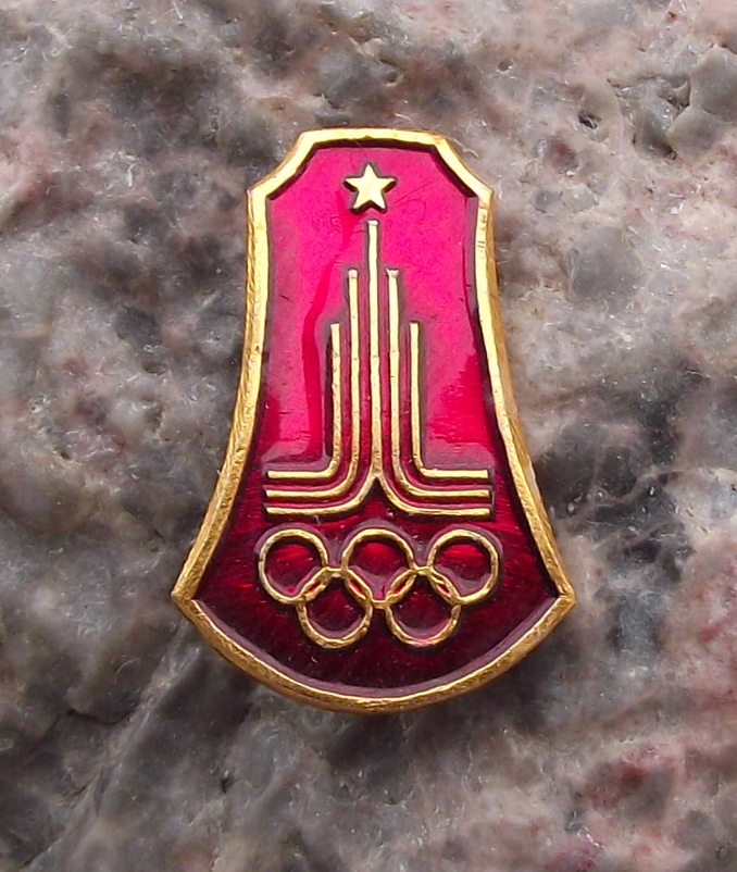 1980 Moscow Olympic Games Official Russian Tower Logo Shaped Pin Badge
