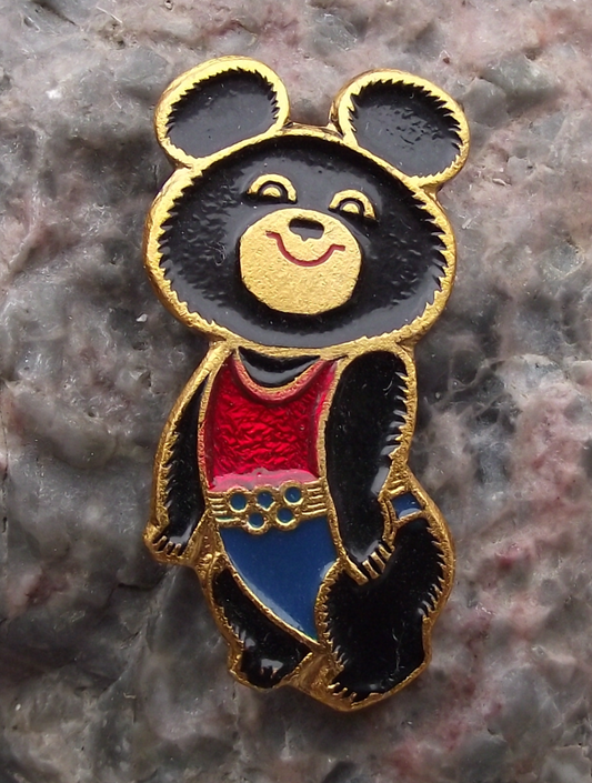 1980 Moscow Olympic Games Bear Mascot Larger Misha Leotard Pin Badge