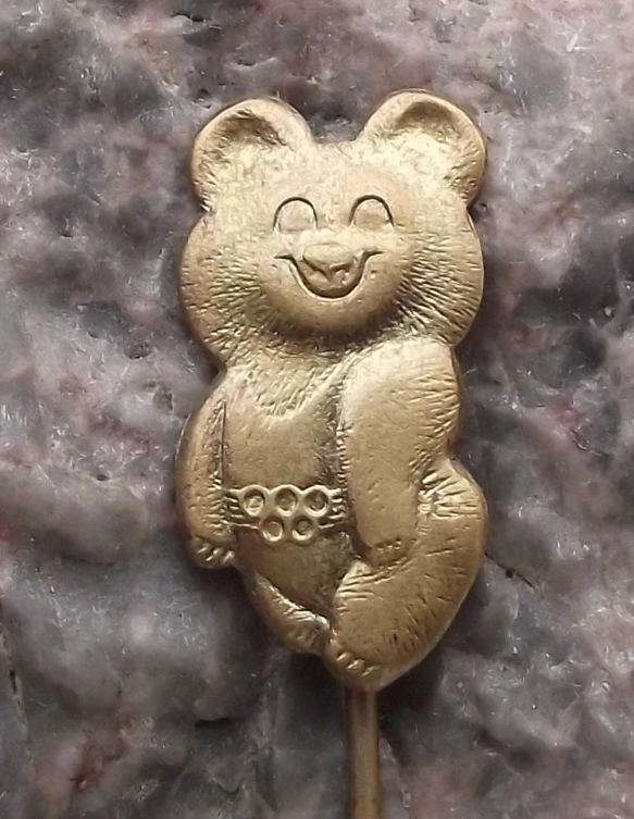 1980 Moscow Olympic Games Russian Bear Misha Official Mascot Leotard Pin Badge