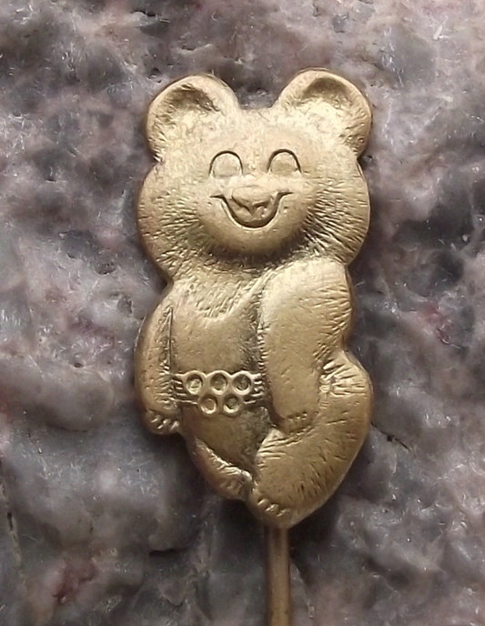 1980 Moscow Olympic Games Russian Bear Misha Official Mascot Leotard Pin Badge