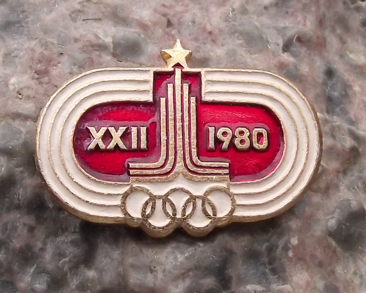 1980 Moscow Olympic Games XXII Olympiad Tower Logo Motif Track Pin Badge