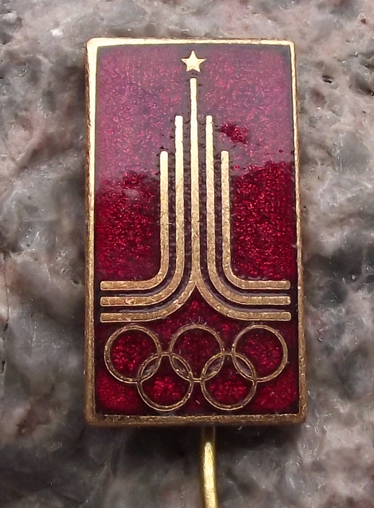 1980 Moscow Olympic Games USSR Soviet Union Red Enamel Pin Badge