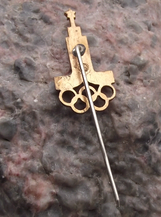 1980 Moscow Olympic Games USSR Soviet Red Star Die Cut Logo Pin Badge