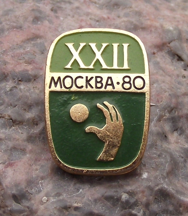 1980 XXII Moscow Summer Olympic Games Handball Hand Ball Pin Badge