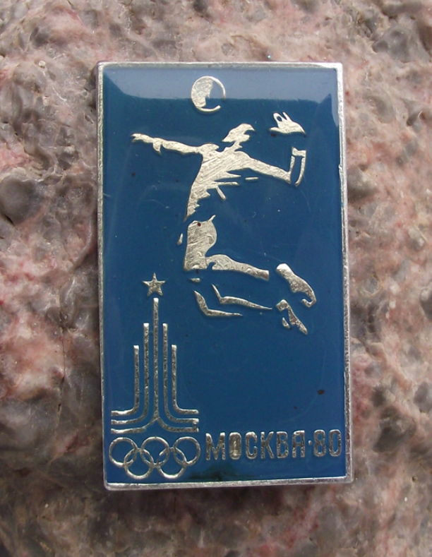 1980 Shiny Moscow Olympic Games Volleyball Volley Ball Pin Badge