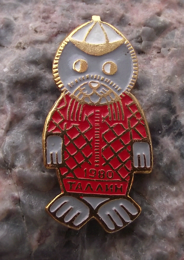 1980 Moscow Olympic Games Tallinn Estonia Cute Seal Character Pin Badge