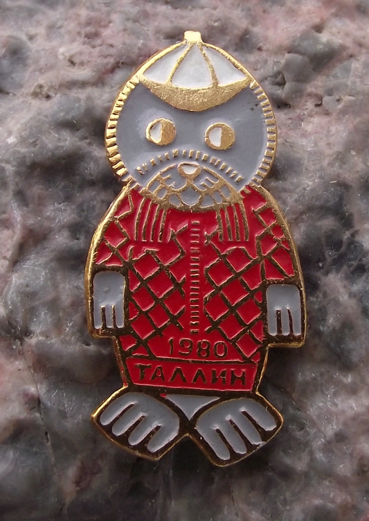 1980 Moscow Olympic Games Tallinn Estonia Cute Seal Character Pin Badge