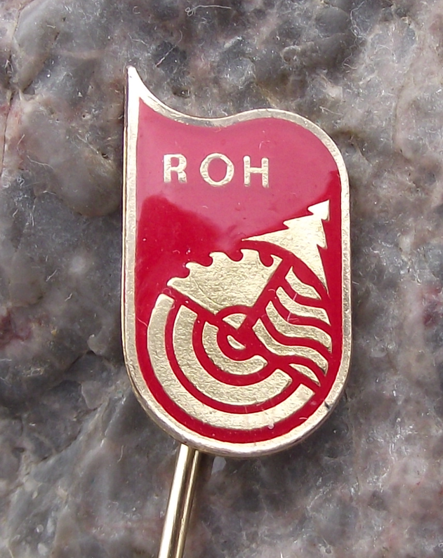 Vintage Czech Forestry Commission Union Tree River Logo ROH Members Pin Badge