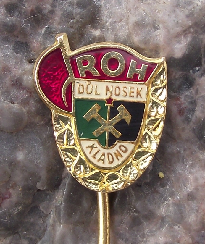 Vintage Nosek Coal Mine Kladno Miners Trade Union ROH Members Mining Pin Badge