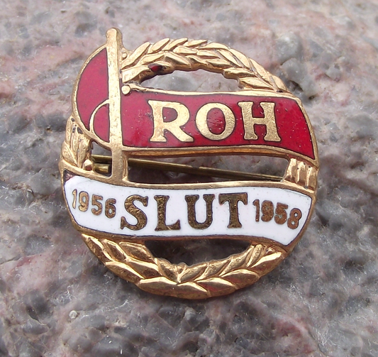 1958 Czechoslovakia SLUT ROH Exhibition Trade Union Pin Badge