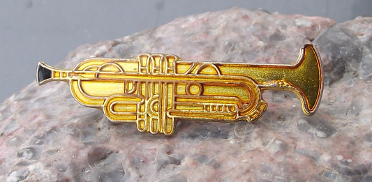 Vintage Jazz Trumpet Shaped Musical Instrument Pin Badge