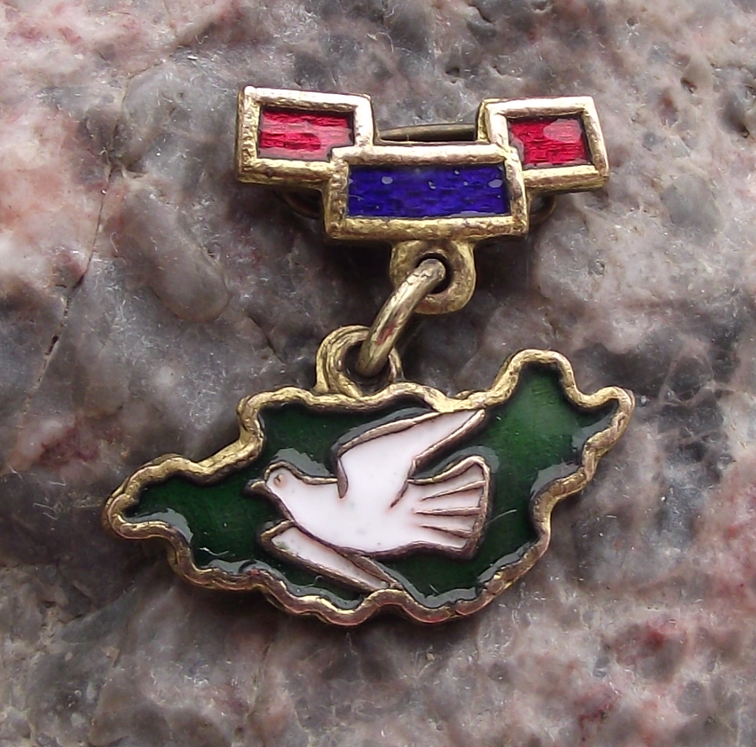 Vintage Mongolia Dove of Peace over Country Map Outline Pin Badge