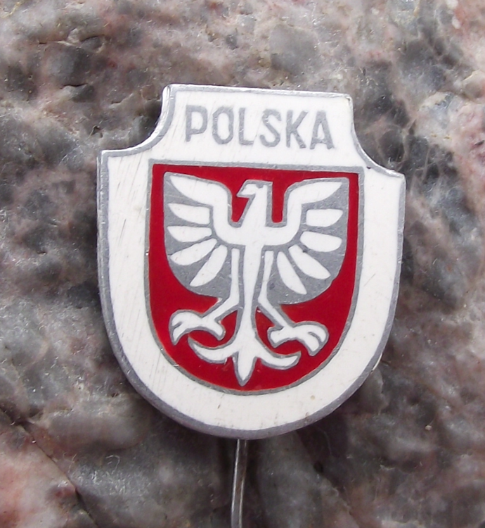 Vintage Polska Poland Heraldic Eagle Coat of Arms Pin Badge