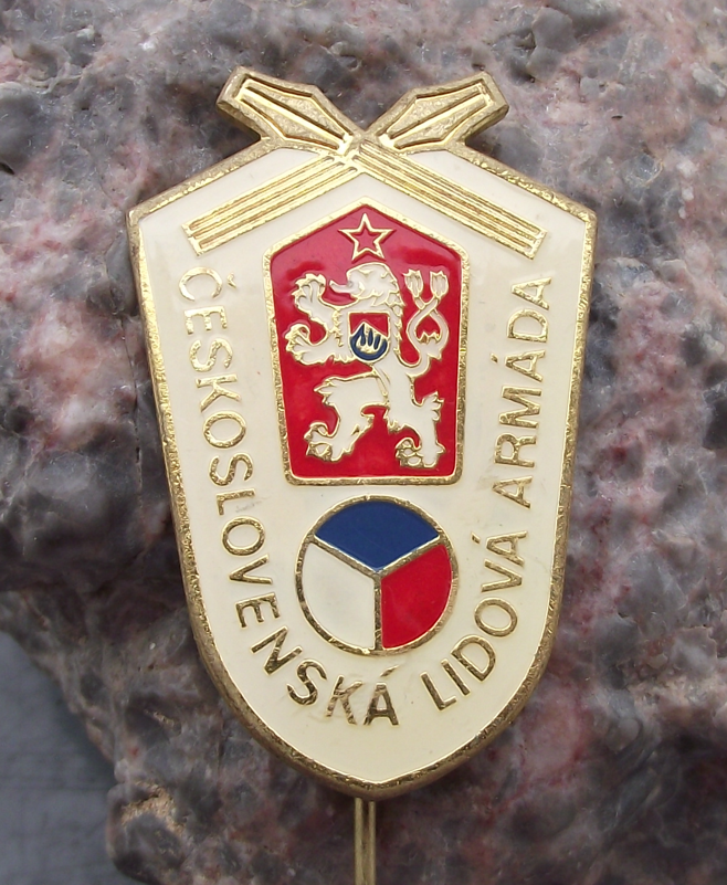 Vintage Czechoslovakia Army CSLA Hat Cap Insignia Enamelled Lion Star Pin Badge