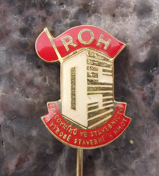 Vintage Construction and Building Materials Trade Union ROH Workers Pin Badge
