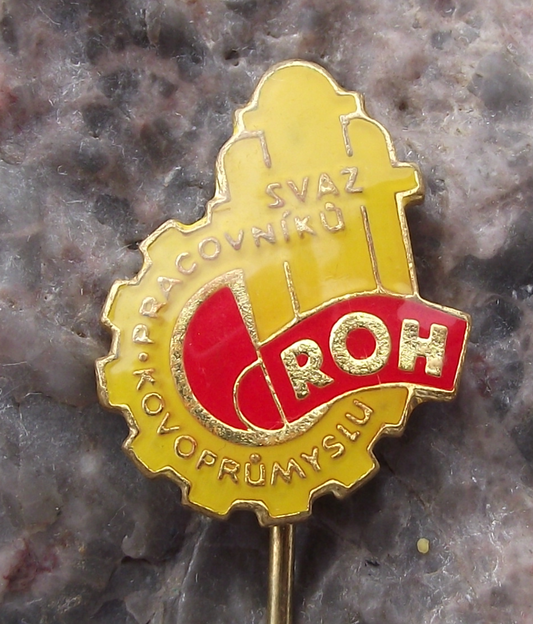 Vintage Czech Metal Workers Iron Industry Trade Union ROH Members Pin Badge