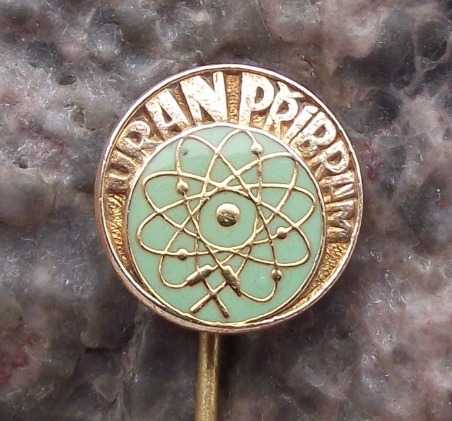 Vintage Pribram Uranium Mine Atom Atomic Symbol Electron Orbit Nucleus Pin Badge