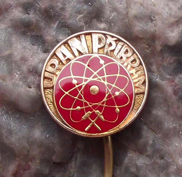Vintage Pribram Uranium Mine Atom Atomic Symbol Electron Orbit Nucleus Pin Badge