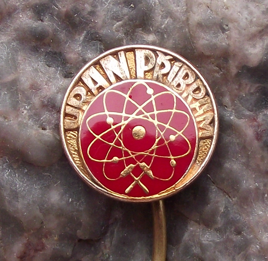 Vintage Pribram Uranium Mine Atom Atomic Symbol Electron Orbit Nucleus Pin Badge