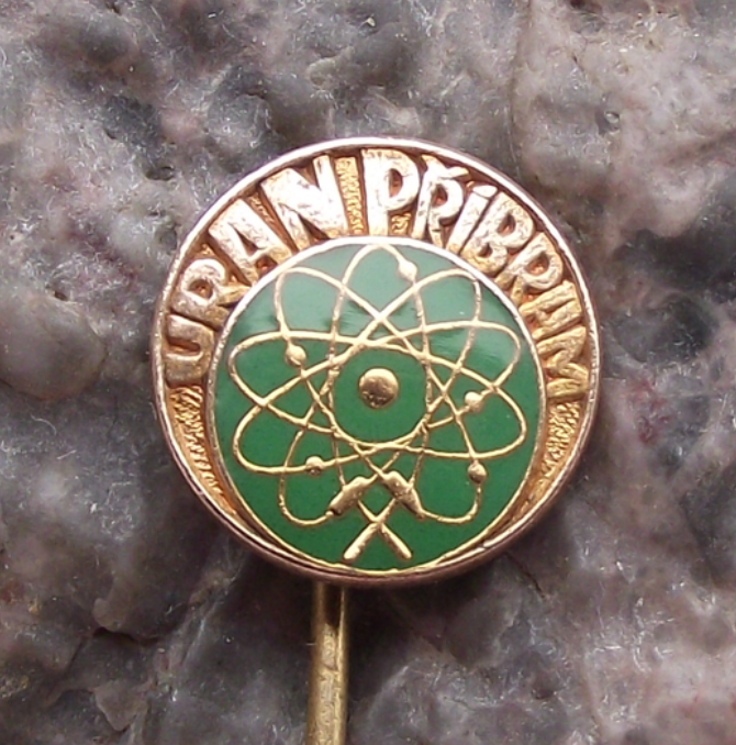 Vintage Pribram Uranium Mine Atom Atomic Symbol Electron Orbit Nucleus Pin Badge
