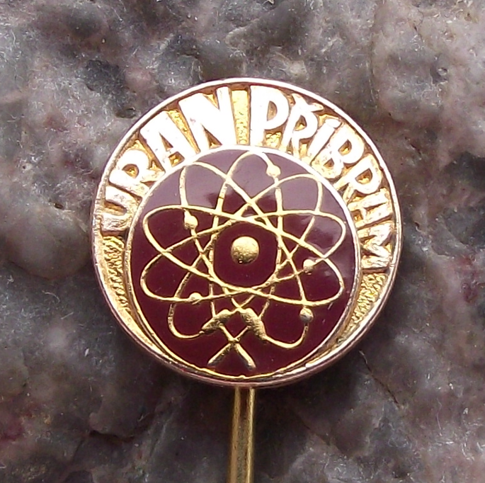 Vintage Pribram Uranium Mine Atom Atomic Symbol Electron Orbit Nucleus Pin Badge