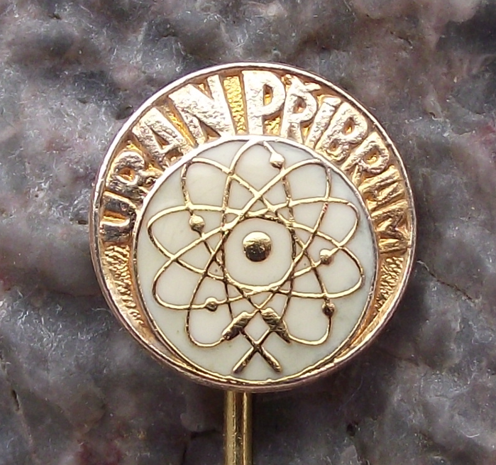 Vintage Pribram Uranium Mine Atom Atomic Symbol Electron Orbit Nucleus Pin Badge