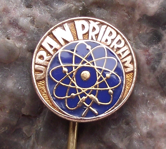 Vintage Pribram Uranium Mine Atom Atomic Symbol Electron Orbit Nucleus Pin Badge
