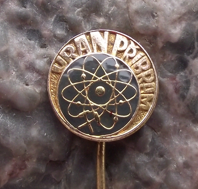Vintage Pribram Uranium Mine Atom Atomic Symbol Electron Orbit Nucleus Pin Badge