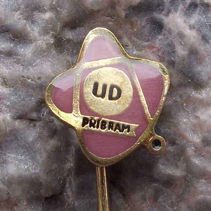 Vintage Uranium Mines of Pribram Atom Atomic Symbol Electron Nucleus Pin Badge