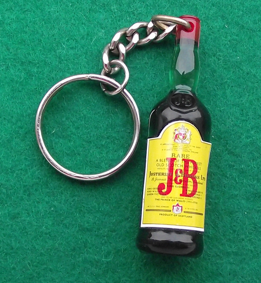 Vintage J&B Rare Scotch Whisky J B Bottle Justerini and Brooks Keyring Key Chain