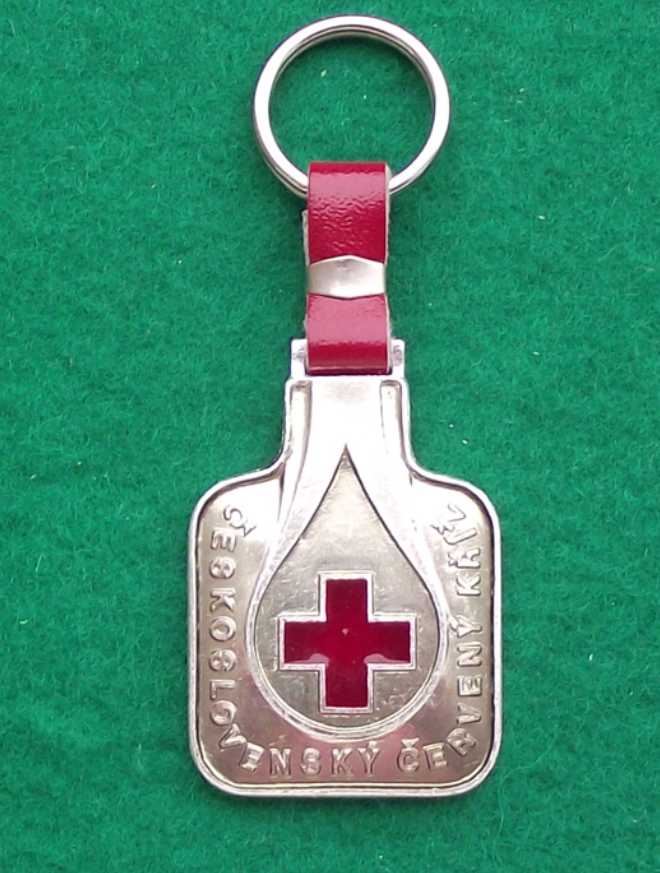 Vintage Czechoslovakia Red Cross State Bank Sporitelna Keychain Keyring