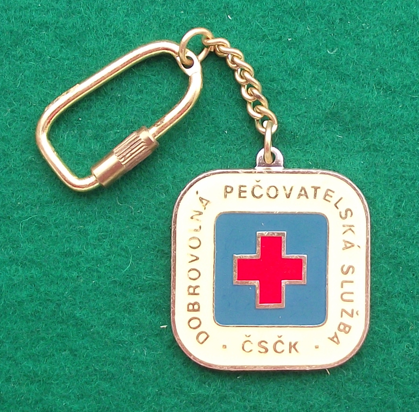 Vintage Czechoslovakia Red Cross Volunteer Services Keychain Keyring