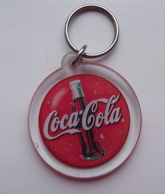 Vintage Coca Cola Logo Iconic Glass Bottle Key Ring Chain Keychain Keyring