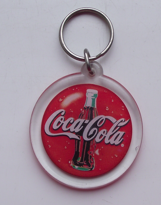 Vintage Coca Cola Logo Iconic Glass Bottle Key Ring Chain Keychain Keyring