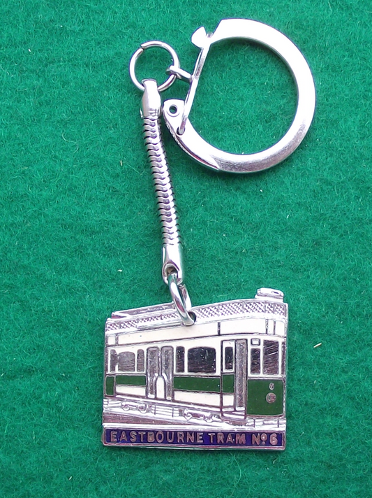Vintage Eastbourne Seaside Town Tram Number 6 Keyring