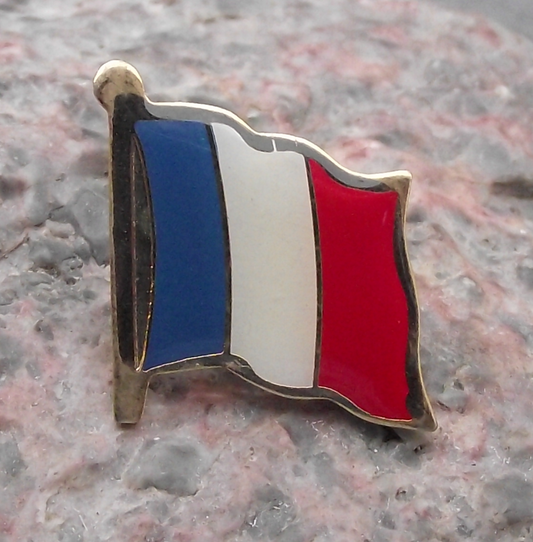 France French Waving National Flag Tricolour Clasp Pin Badge