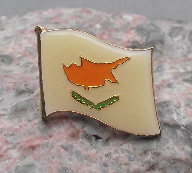 Official Flag of Cyprus Cypriot Country Outline White Field Pin Badge