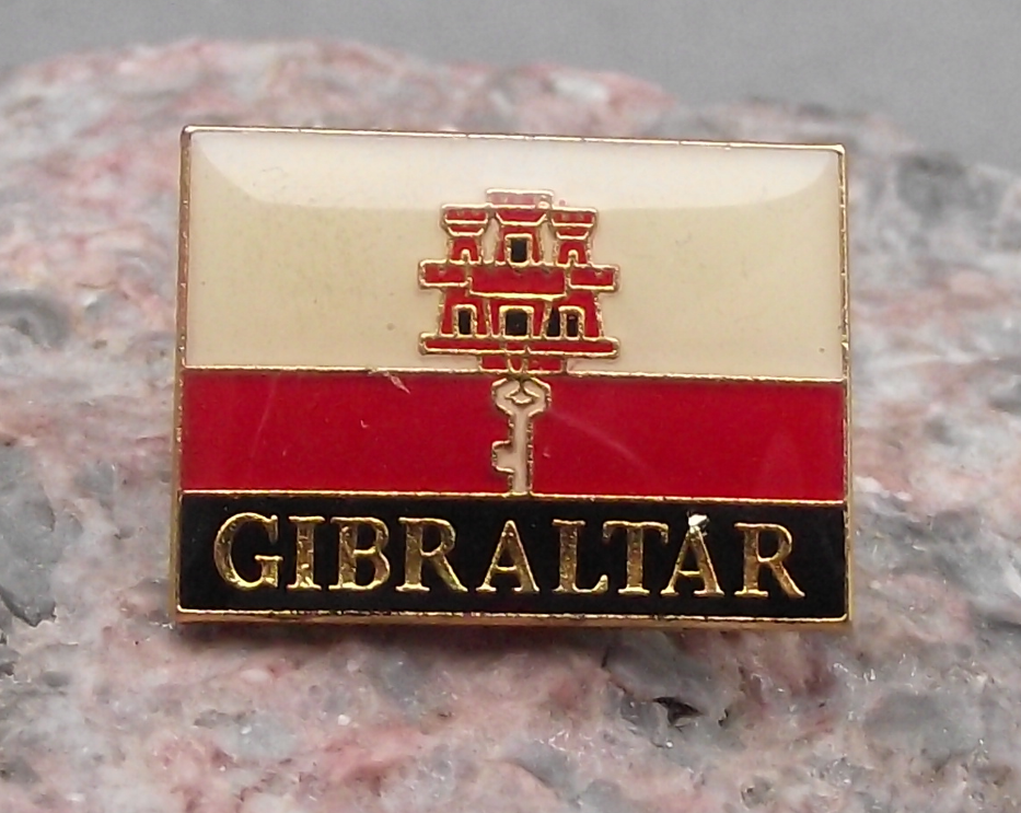 Gibraltar National Flag Tourist Souvenir Clasp Pin Badge