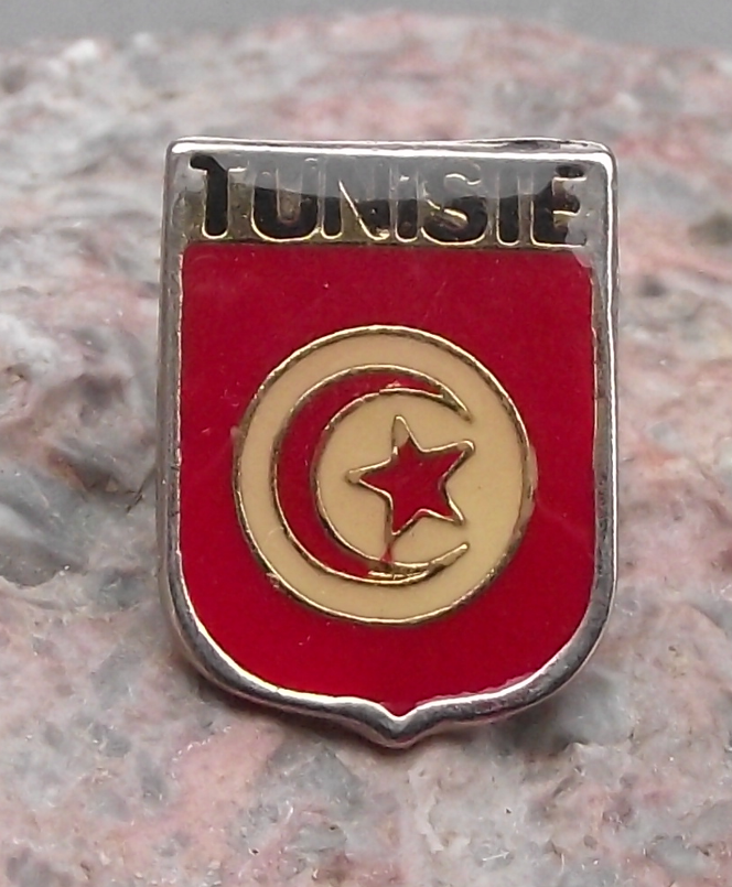 Tunisia Tunisie National Flag Red Crescent Moon Star Clasp Pin Badge