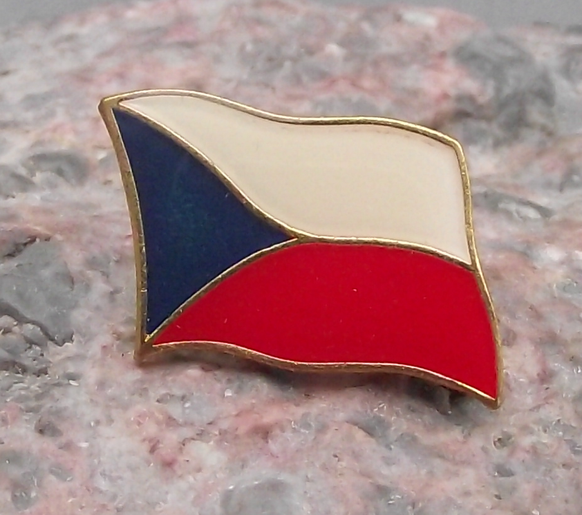 Czechia Czech Czechoslovakia Waving National Flag Clasp Pin Badge